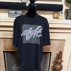 Black Graphic T-Shirt with Grid Design